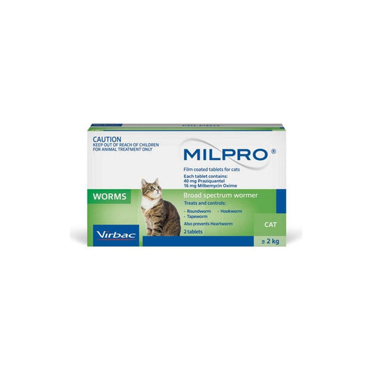 Milpro Broad Spectrum Allwormer for Cats 4.4-17.6 lbs – front of pack – front of pack