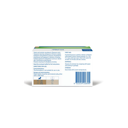 Milpro Broad Spectrum Allwormer for Small Dogs Puppies 1.1-11lbs – back of pack – back of pack