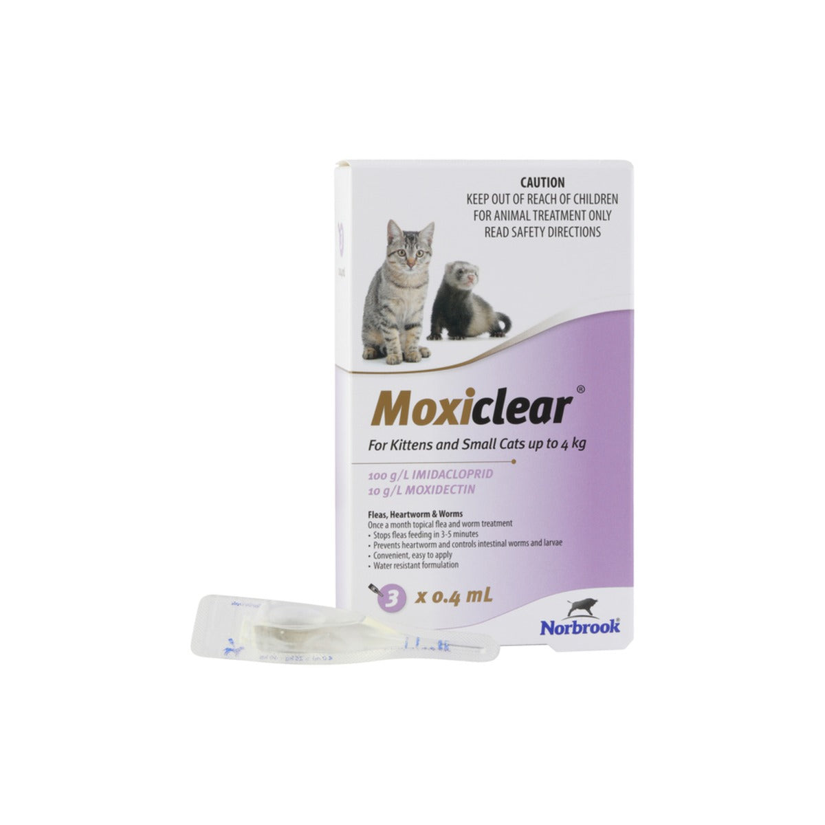 Moxiclear Spot-On Kittens Small Cats under 8.8lbs Purple – front of pack – front of pack