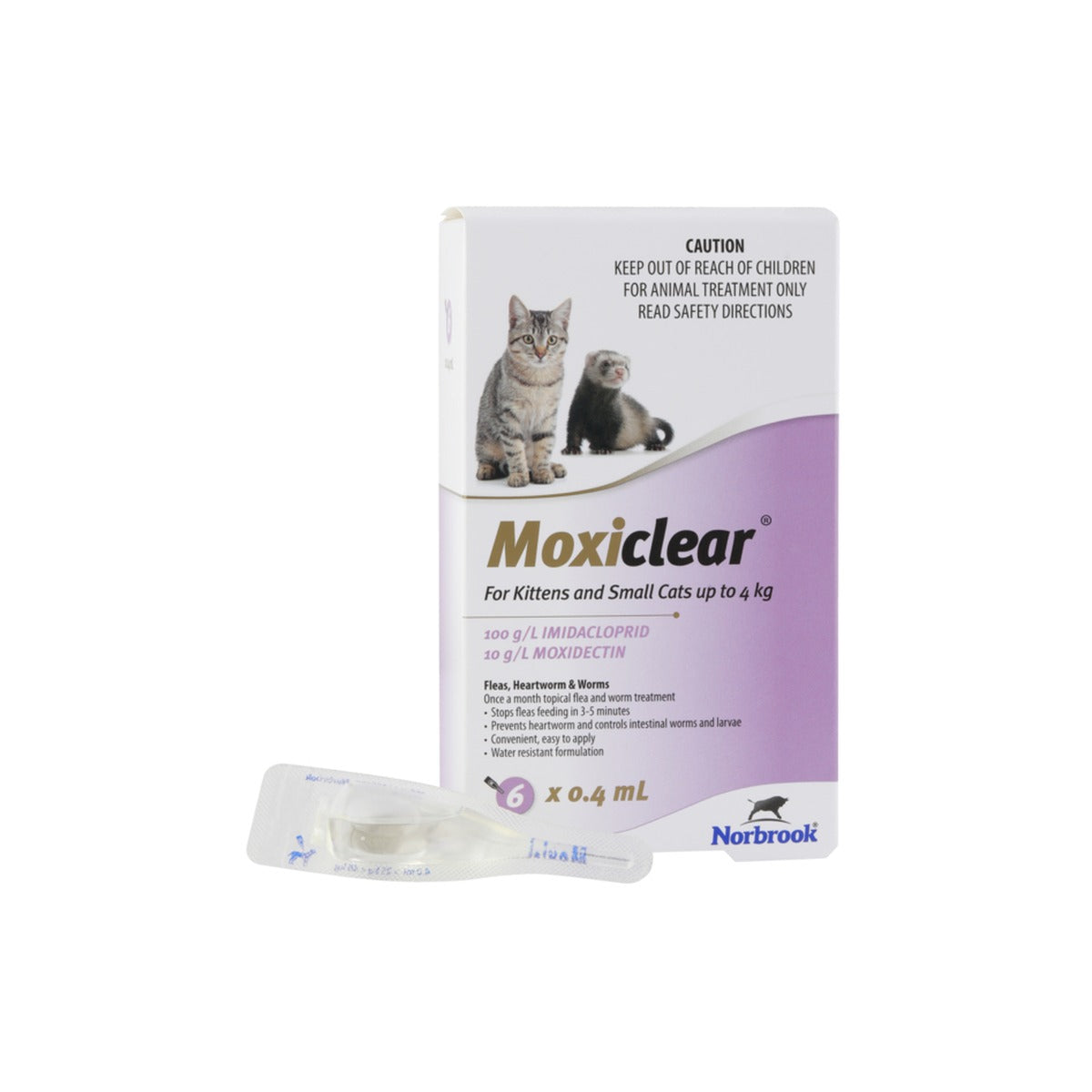 Moxiclear Spot-On Kittens Small Cats under 8.8lbs Purple – front of pack – front of pack