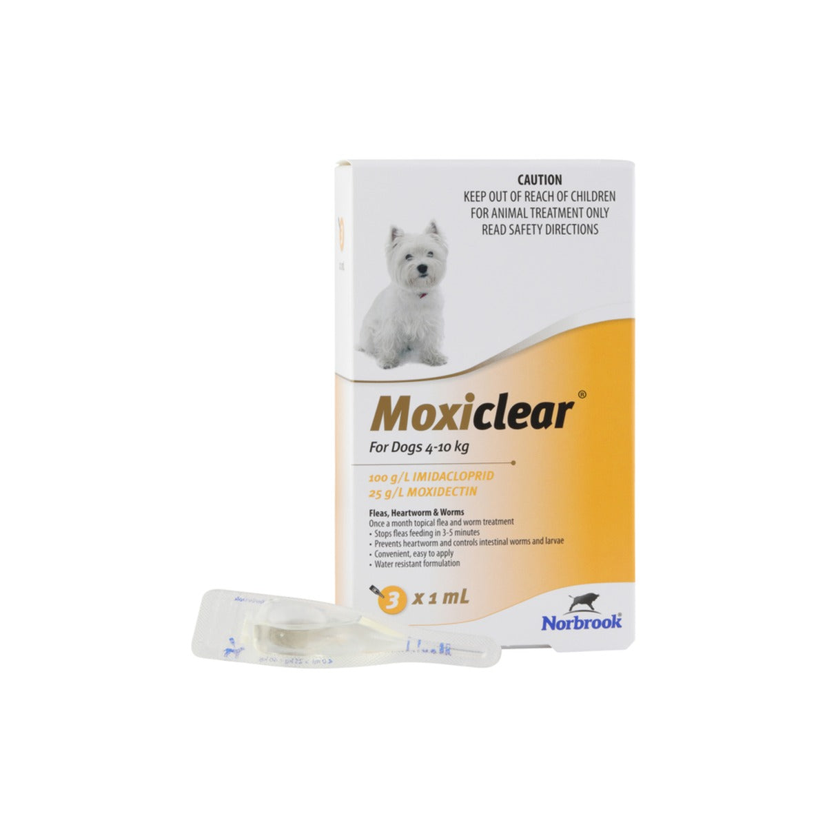 Moxiclear Spot On For Dogs 8.8-22lbs Yellow – front of pack – front of pack