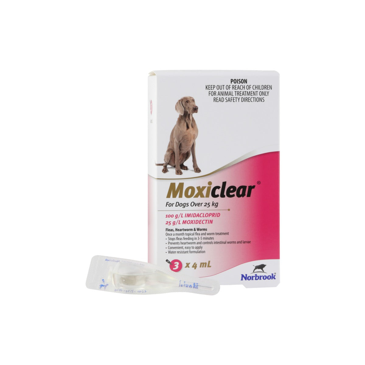 Moxiclear Spot On For Dogs Over 55lbs Pink – front of pack – front of pack