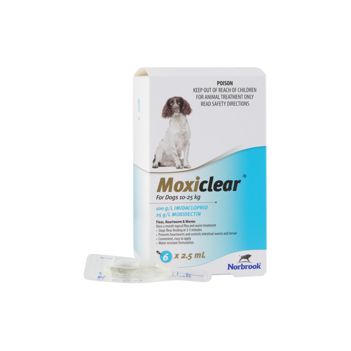 Moxiclear Spot On for Dogs 22-55 lbs Blue – front of pack – front of pack