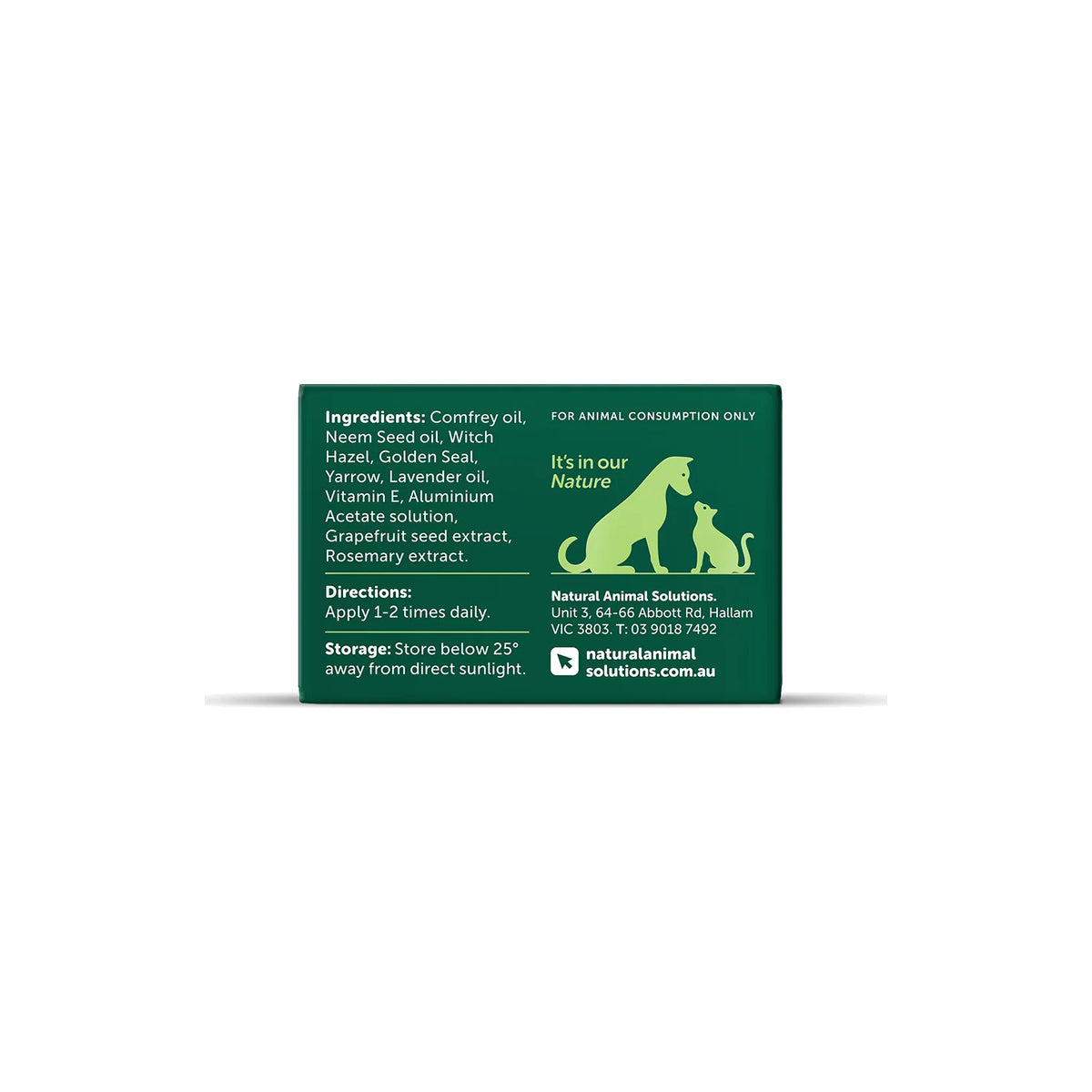 NAS Dermal Cream for Dogs & Cats – back of pack