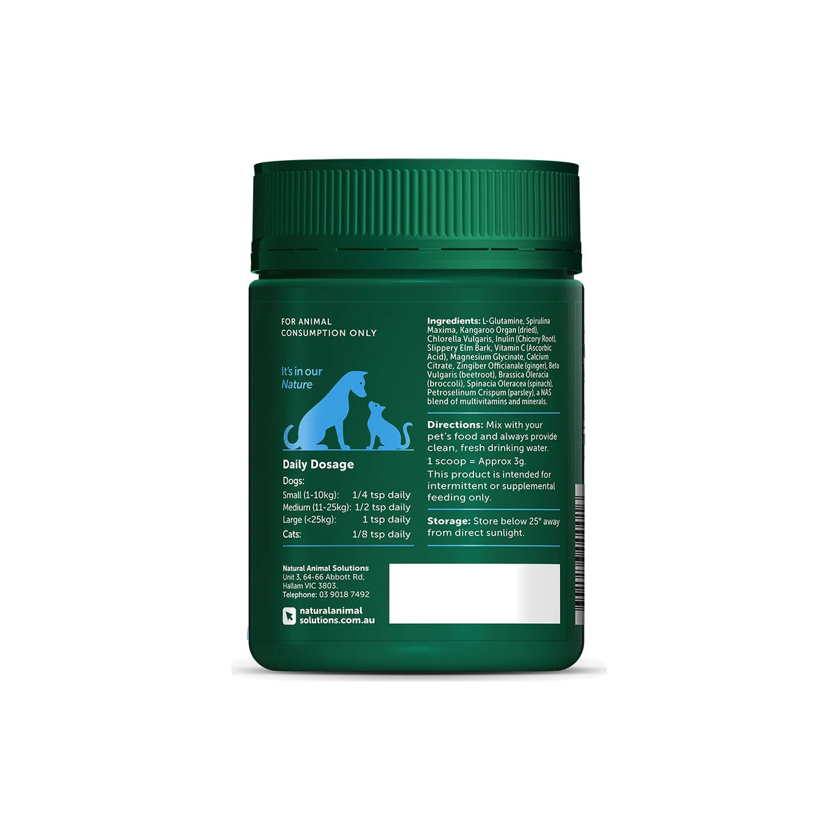 NAS Digestive Plus for Dogs & Cats – back of pack