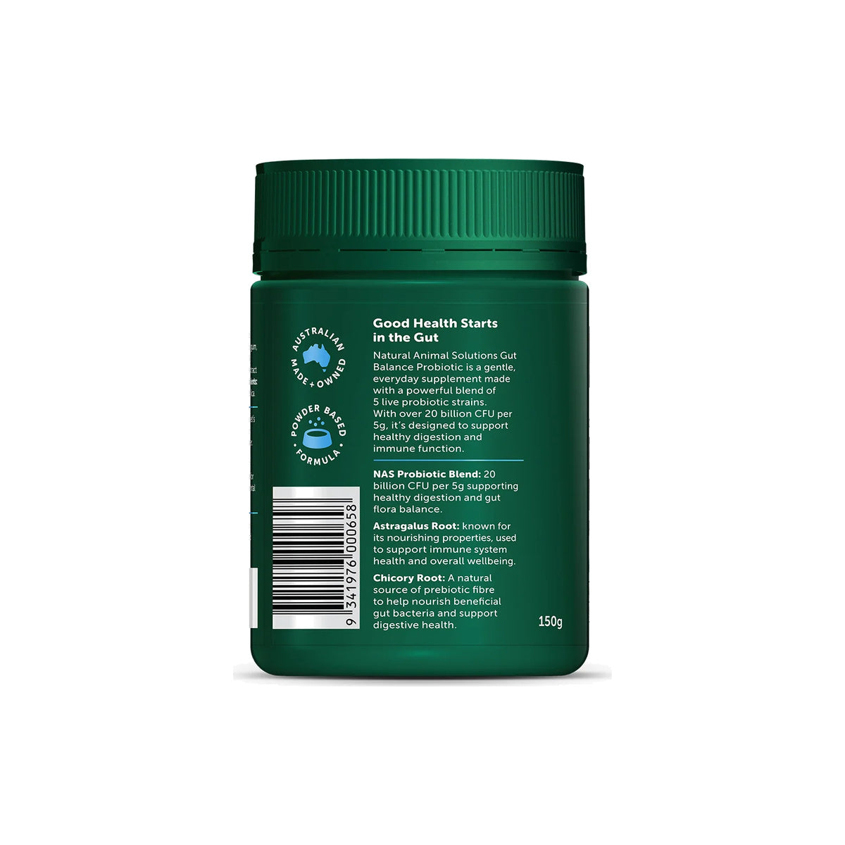 NAS Gut Balance Probiotic for Dogs – back of pack