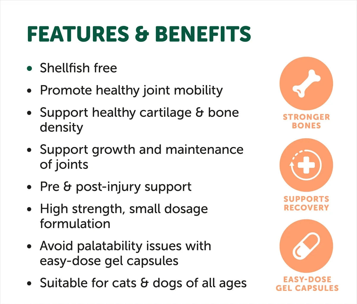 NAS JointPro Advance for Dogs & Cats – features and benefits infographic