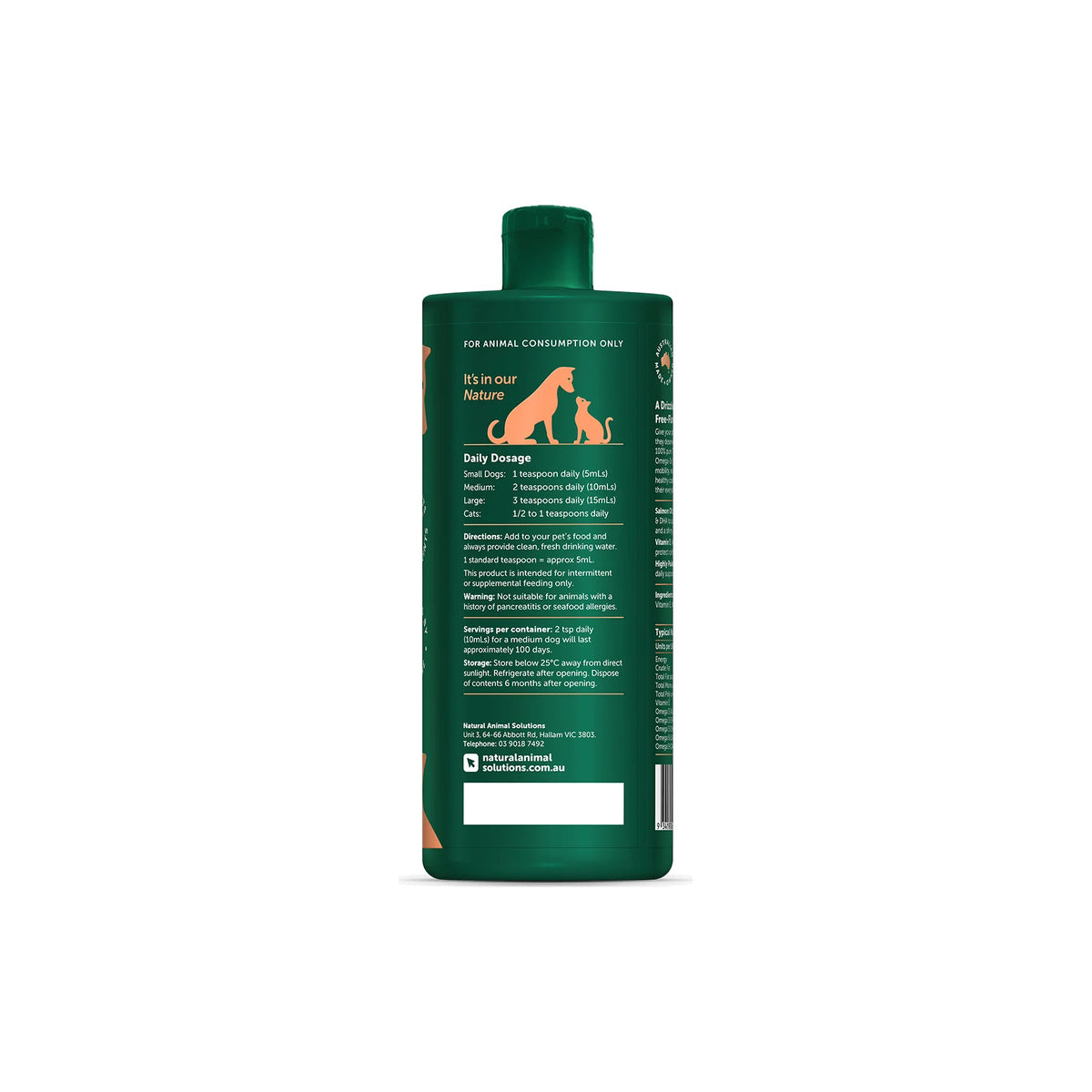 NAS Omega Oil for Dogs & Cats – Mobility Support – back of pack