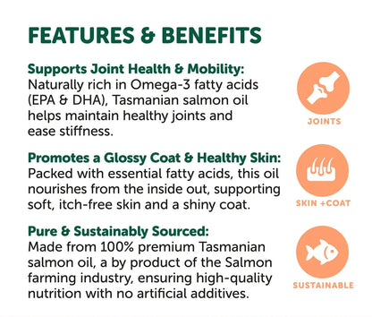 NAS Omega Oil for Dogs & Cats – Mobility Support – features and benefits infographic