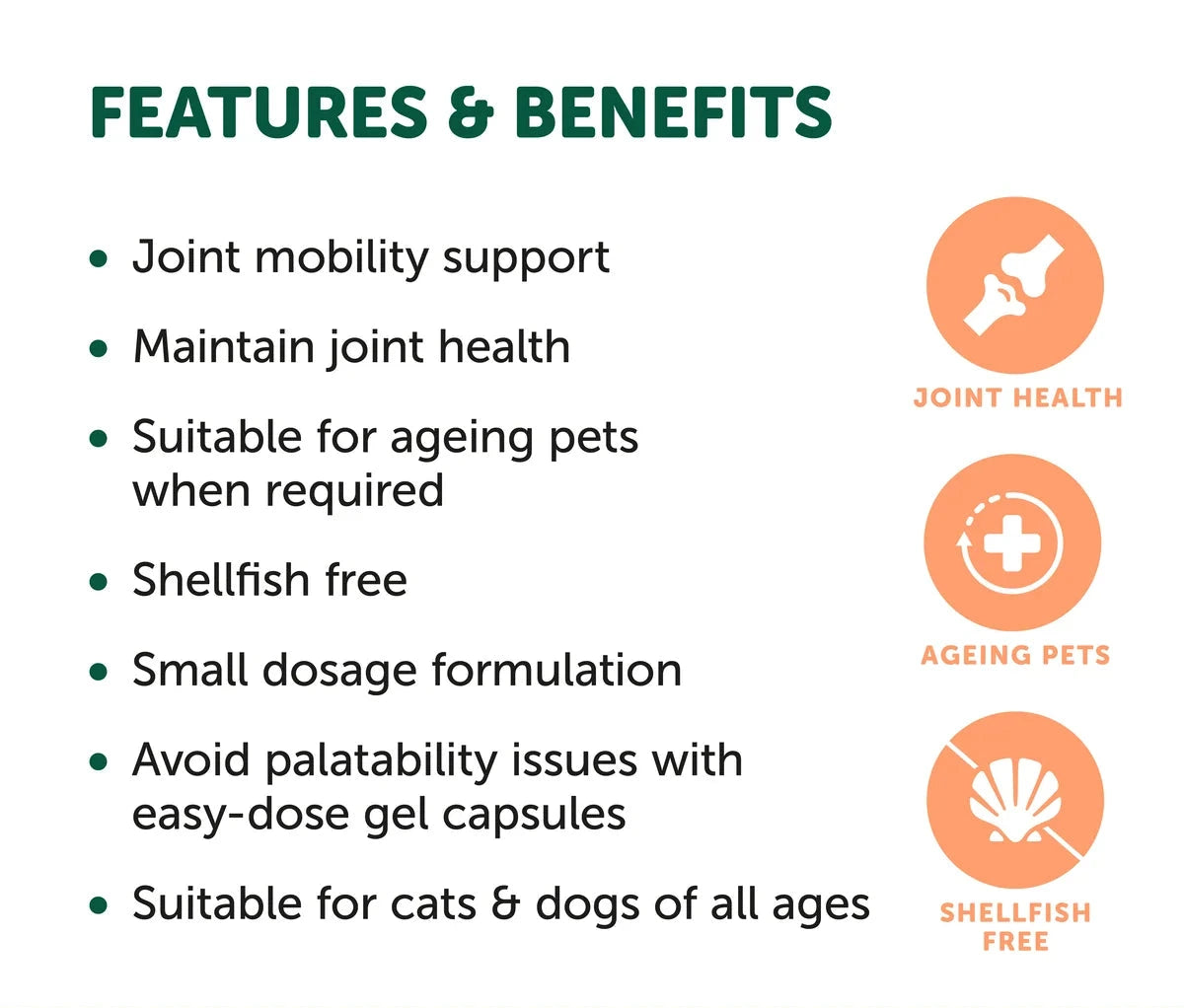NAS OsteoForte for Dogs & Cats – features and benefits infographic