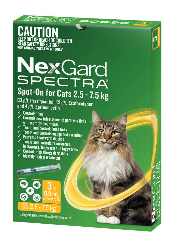 Front of pack — NexGard SPECTRA for Cats, Yellow, 5.5–16.5 lbs (3 pipettes)