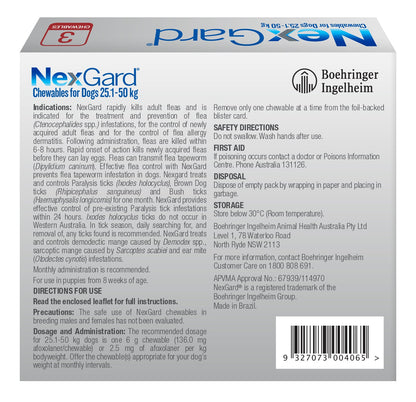 NexGard Red large dog chewable  – back panel