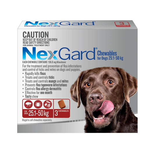 NexGard Chewables for Large Dogs 60.1 - 121lbs Red