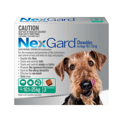 NexGard Chewables for Medium Dogs (24.1–60 lbs) – Green