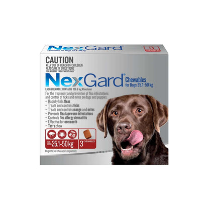NexGard Chewables for Large Dogs 60.1-121 lbs 25.1-50 kg - Red – front of pack – front of pack