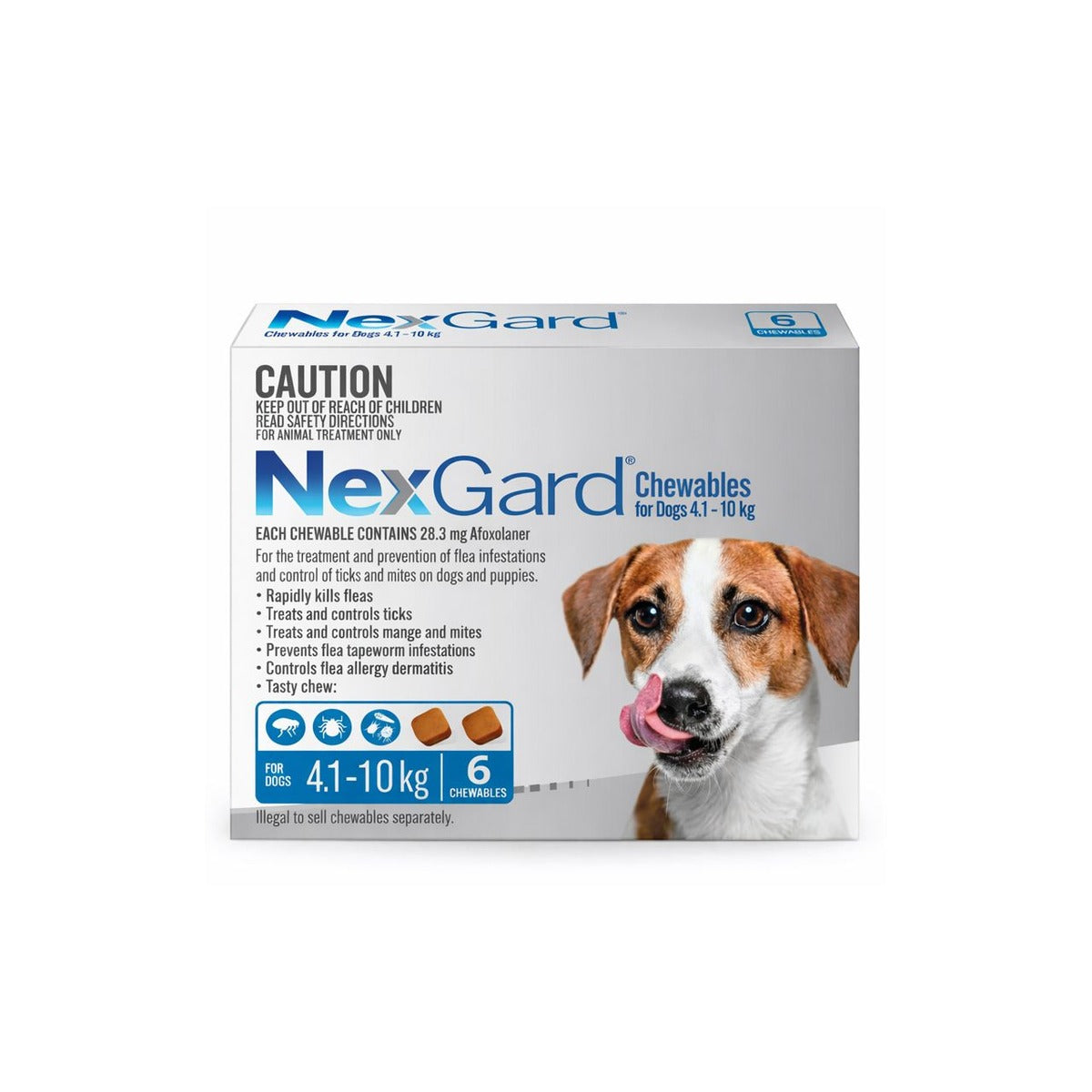 NexGard Chewables for Small Dogs 10.1-24 lbs 4.1-10 kg - Blue – front of pack