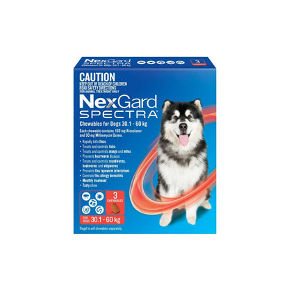 NexGard Spectra Chewables for Extra Large Dogs 66.2-132 lbs 30.1-60 kg - Red – front of pack – front of pack