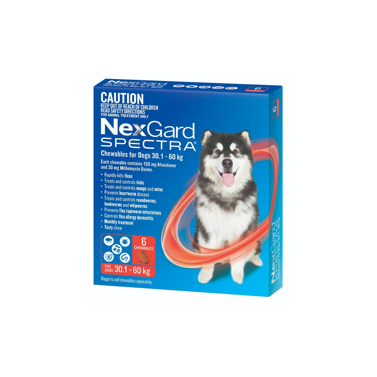 NexGard Spectra Chewables for Extra Large Dogs 66.2-132 lbs 30.1-60 kg - Red – front of pack – front of pack