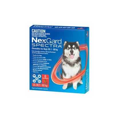 NexGard Spectra Chewables for Extra Large Dogs 66.2-132 lbs 30.1-60 kg - Red – front of pack – front of pack