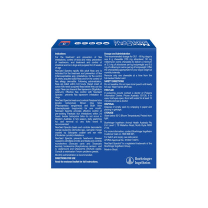 NexGard Spectra Chewables for Extra Large Dogs 66.2-132 lbs 30.1-60 kg - Red – back of pack – back of pack