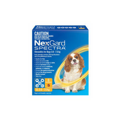 NexGard Spectra Chewables for Small Dogs 7.8-16.5 lbs 3.6-7.5 kg - Yellow – front of pack – front of pack