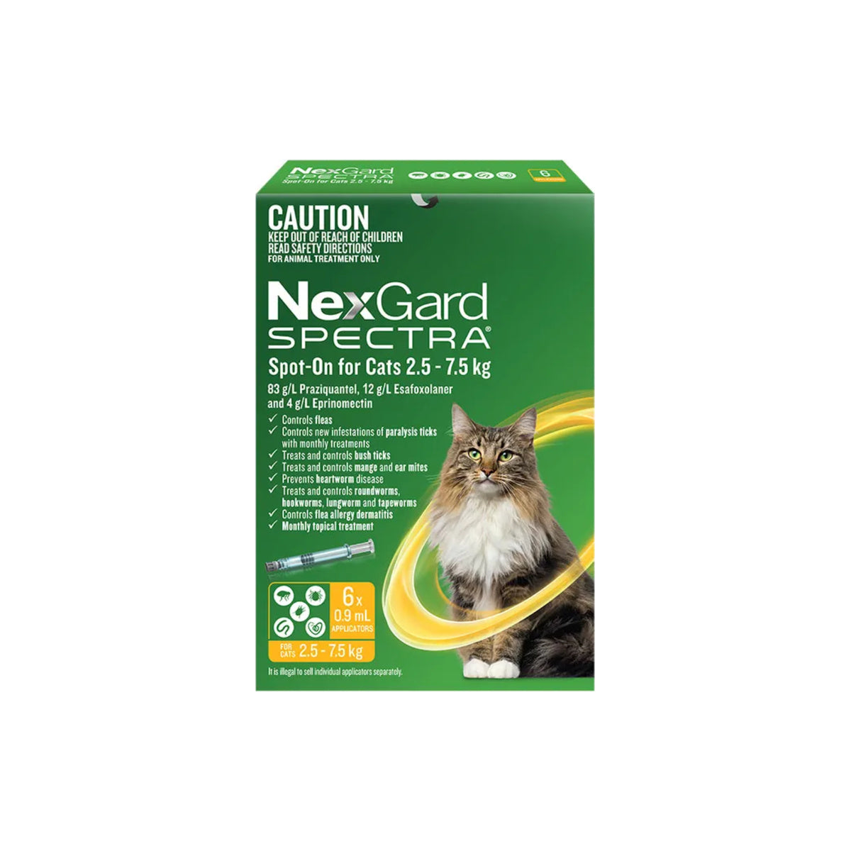 NexGard Spectra Spot-On for Cats 5.5–16.5 lbs (2.5–7.5 kg) – Yellow