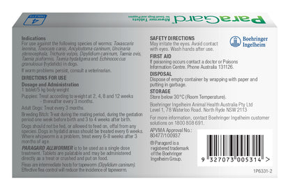 ParaGard Allwormer for Small Dogs and Puppies up to 11 lbs, blue and white box with text.
