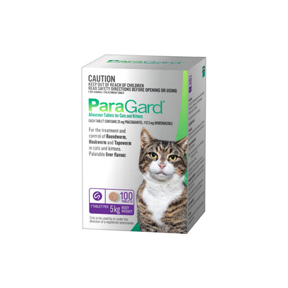 Paragard Allwormer Cats upto 11lbs Purple 100pk – front of pack – front of pack
