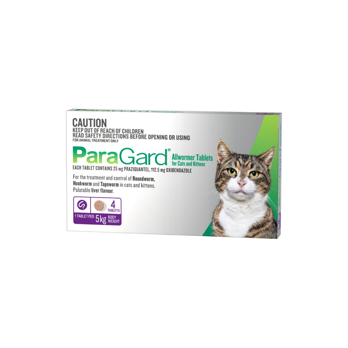 Paragard Allwormer Cats upto 11lbs Purple – front of pack – front of pack