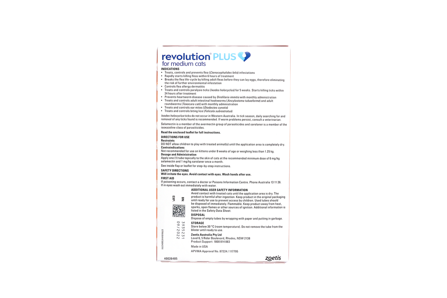 Revolution Plus topical solution for medium cats 5.6-11 lbs, orange box