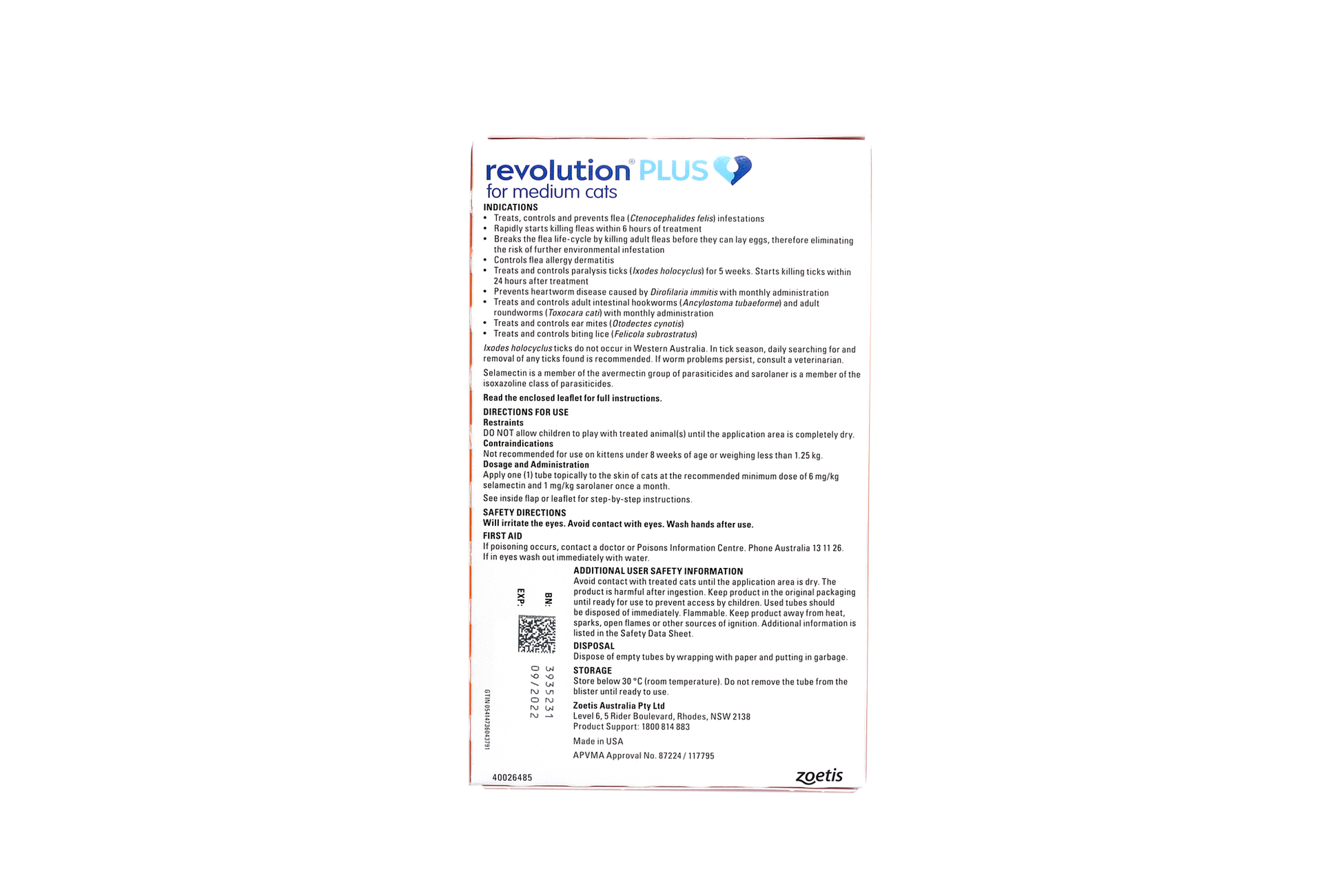Revolution Plus topical solution for medium cats 5.6-11 lbs, orange box