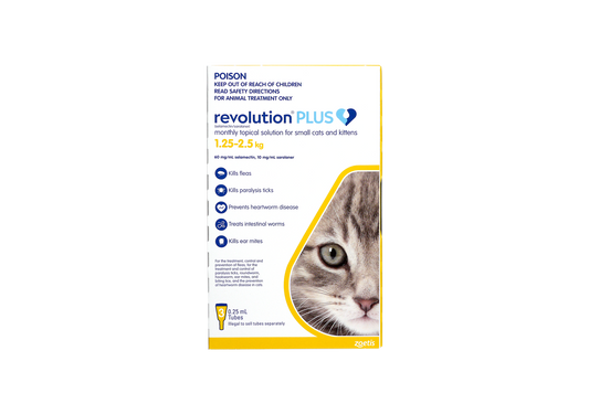 Revolution Plus flea, tick, and worm treatment for cats 2.8-5.5 lbs, yellow pack