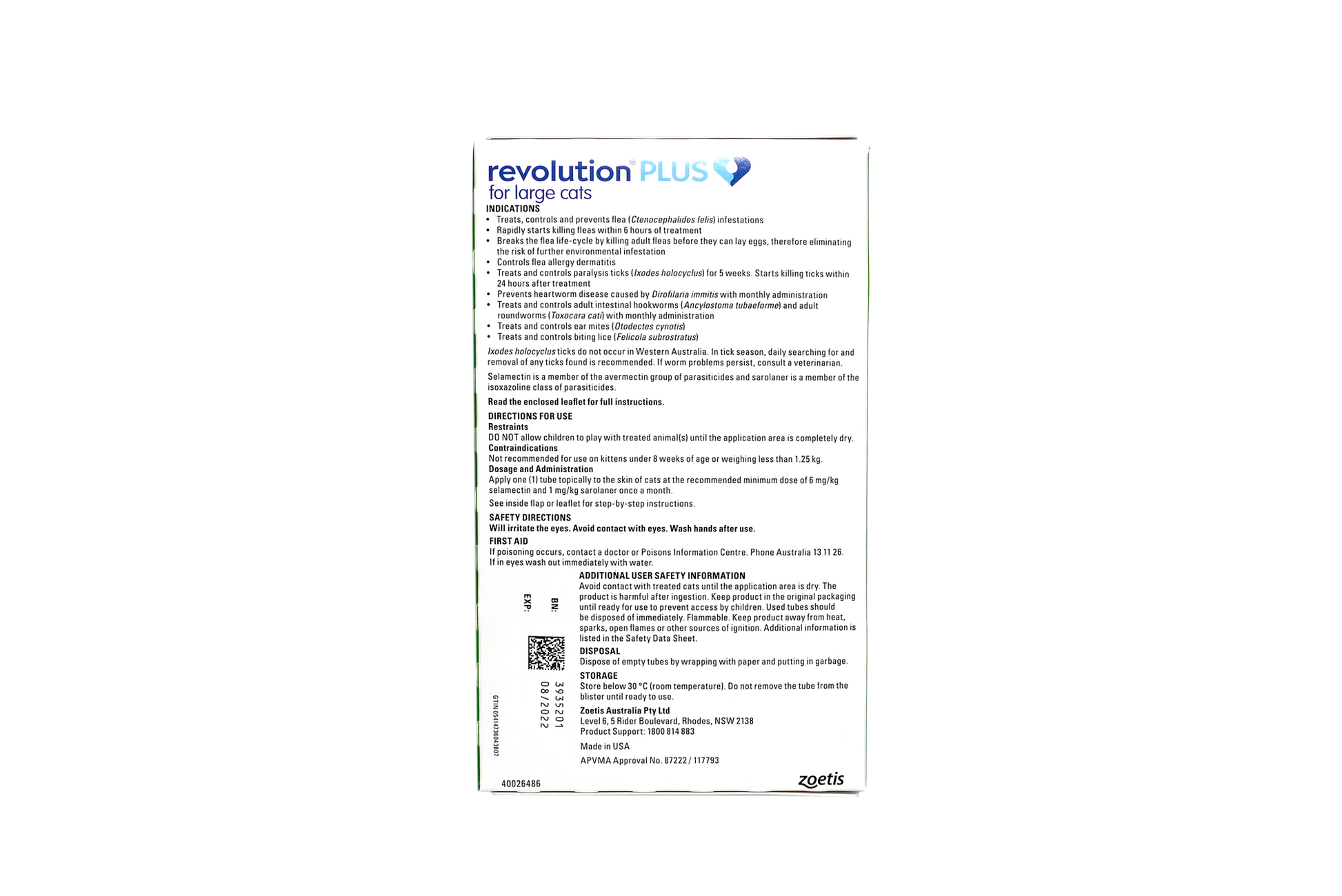 Revolution Plus green pack for big cats, broad-spectrum parasite control