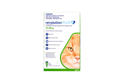Revolution Plus flea, tick, and worm treatment for large cats 11.1-22 lbs, green pack