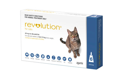 Revolution topical flea and heartworm protection for cats 5.1-15 lbs, blue box