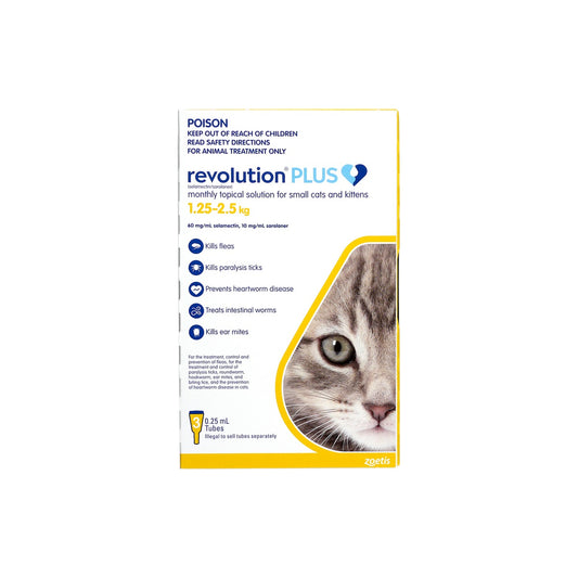 Revolution Plus For Small Cats & Kittens 2.8-5.5lbs Yellow – front of pack – front of pack