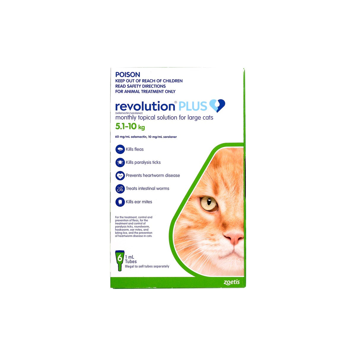 Revolution Plus for Large Cats 11.1-22lbs Green 6pk – front of pack – front of pack