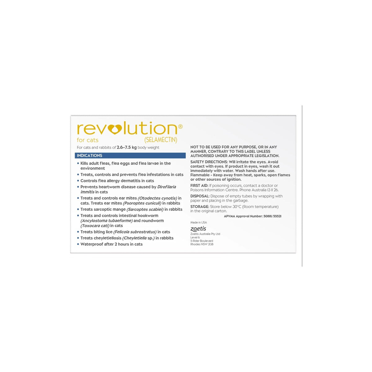 Revolution for Cats 5.1-15 lbs Blue – back of pack