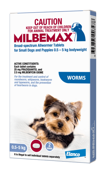 Milbemax Allwormer for Small Dogs 1.1-11lbs (0.5-5kg) - 2 pack