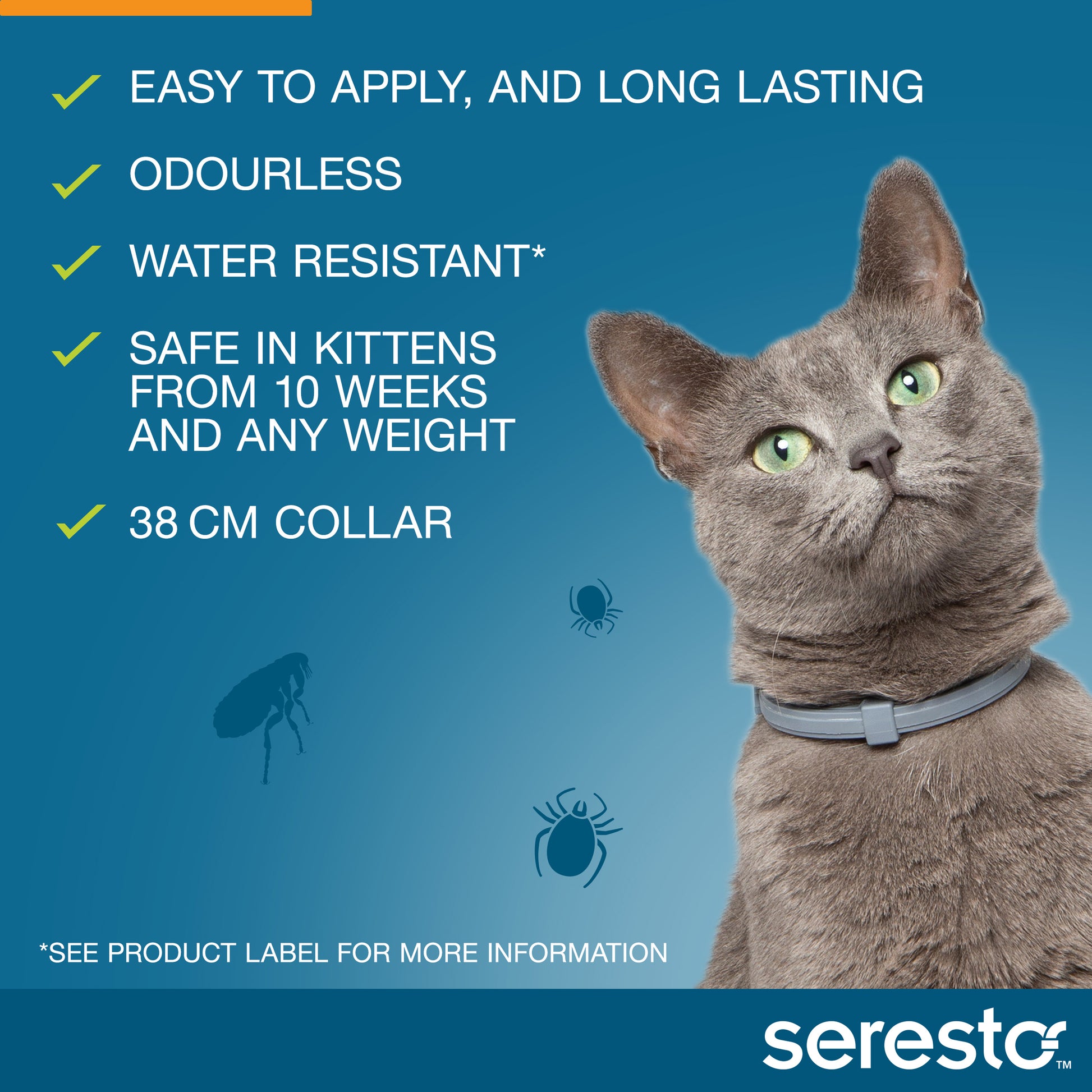 Front view Seresto orange collar pack for cats and kittens