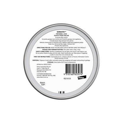 Seresto Flea and Tick Collar for Dogs Over 18lbs Red – back of pack