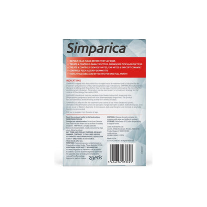 Simparica Chewables For Extra Large Dogs 88.1-132lbs Red – back of pack