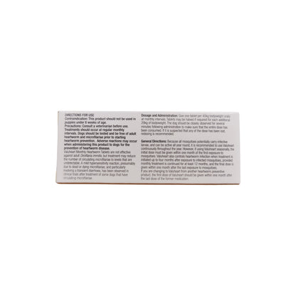 Valuheart Heartworm Tablets for Large Dogs 46-88 lbs Gold – back of pack