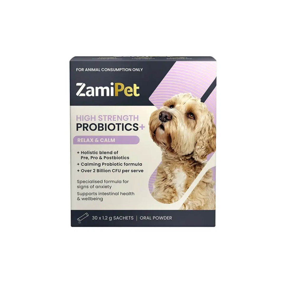 ZamiPet High Strength Probiotics Relax & Calm – front of pack – front of pack