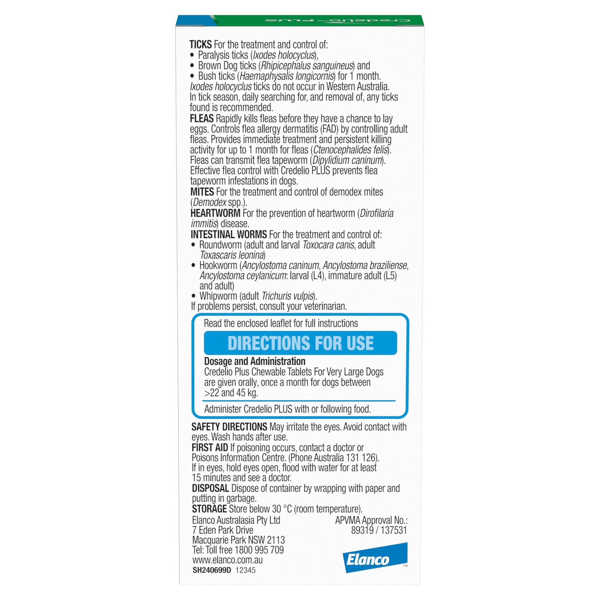 Credelio Dog Health Credelio™ PLUS Blue For Extra Large Dogs 22-45 kg