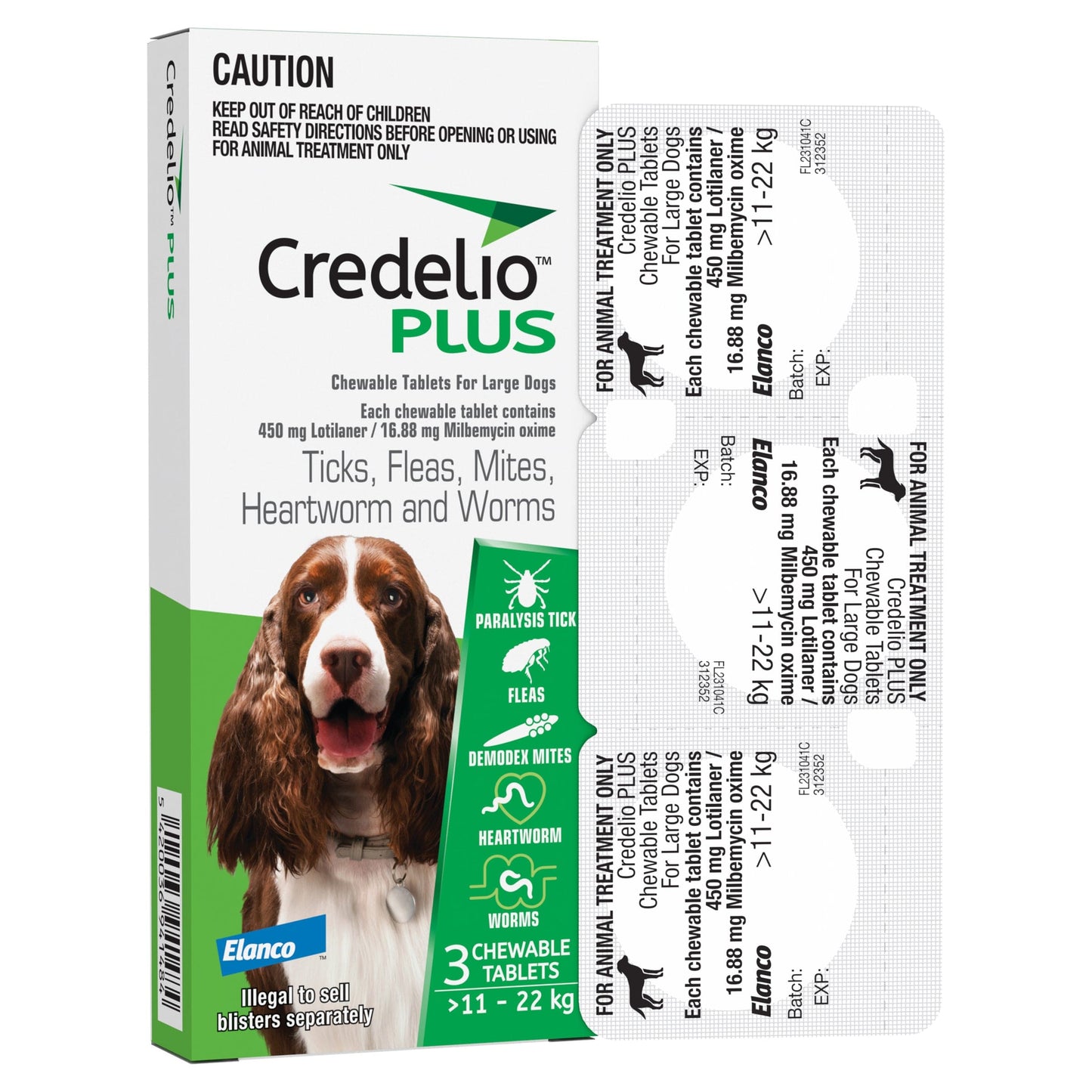 Credelio Dog Health Credelio™ PLUS  Green For Large Dogs 11-22 kg