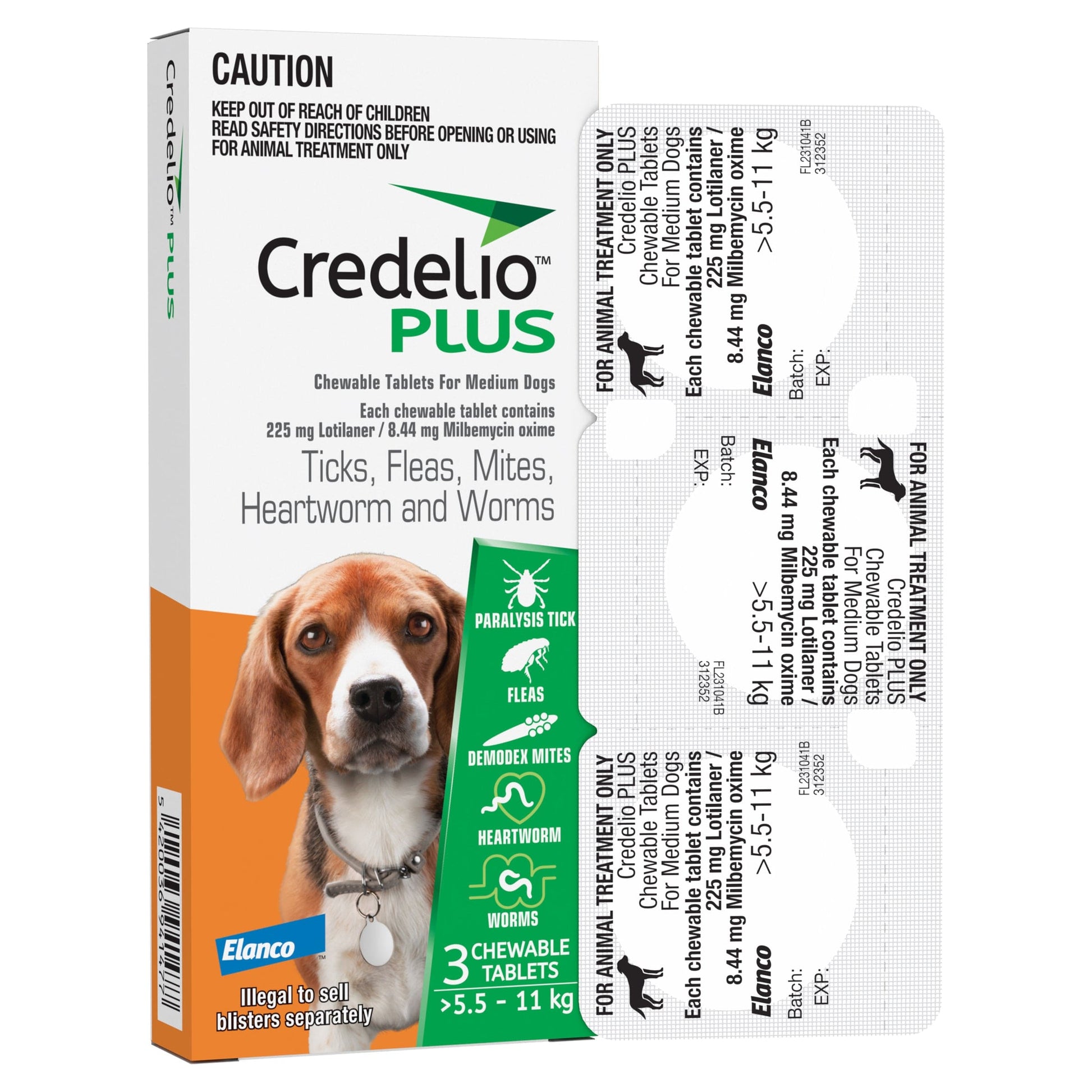 Credelio Dog Health Credelio™ PLUS Orange For Medium  Dogs 5.5-11 kg