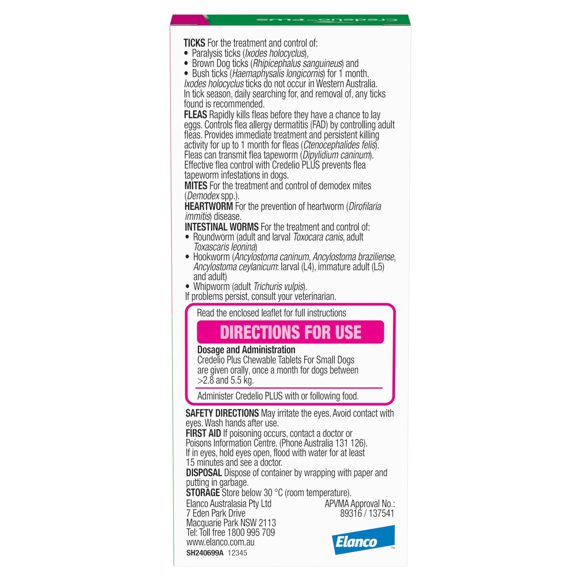 Credelio Dog Health Credelio™ PLUS Pink For Small Dogs 2.8-5.5 kg