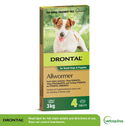Drontal Allwormer for Small Dogs & Puppies Up to 6lbs (3kg)