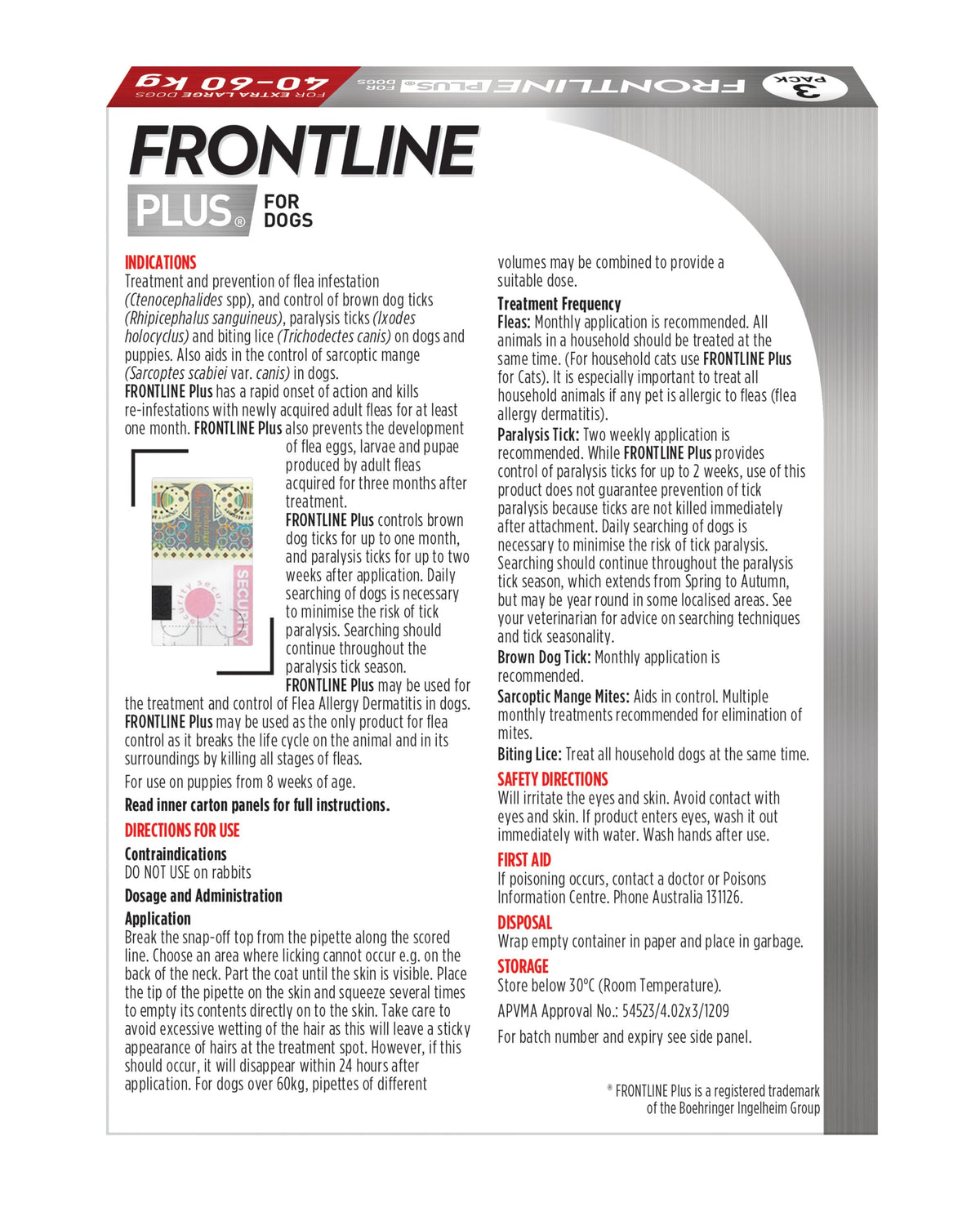 frontline herbicide label Frontline Plus for Extra Large Dogs (89–132 lbs) – Red